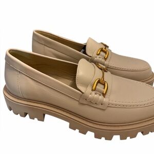 Zara Cream Loafers with Gold Accent